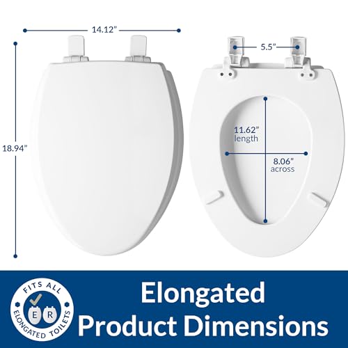 Mayfair Cassel Slow Close Toilet Seat, Easy Clean, Non Slip Premium Wood Seat, Easy Install, Made in USA, Elongated, White, 4-Pack - size: Elongated, style: 4 - Toilet Seats