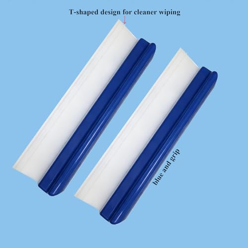 2pack 12inch Car Drying Squeegee Water Blade Universal Quick Drying Squeegee Wiper Flexible T-Bar Water Blade Silicone Squeegee for Car,Glass,Windshield,Bathroom Blue Handle - color: Blue