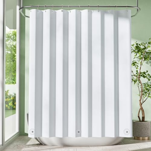 White Shower Curtain Liner with Magnets, 72x72 Plastic Shower Liner PEVA Waterproof Medium Weight Inside Shower Curtains Liner for Bathroom with Rustproof Grommet - color: White, size: 72"W x 72"L (Pack of 1)
