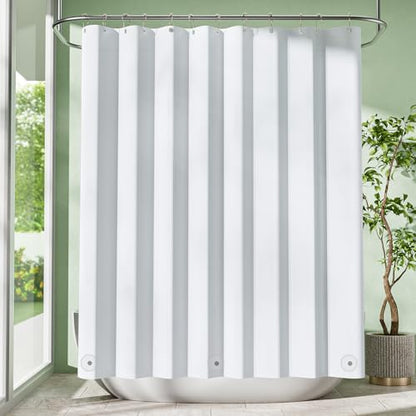 White Shower Curtain Liner with Magnets, 72x72 Plastic Shower Liner PEVA Waterproof Medium Weight Inside Shower Curtains Liner for Bathroom with Rustproof Grommet - color: White, size: 72"W x 72"L (Pack of 1)