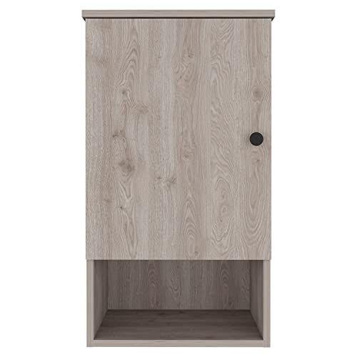 Kitchen Bathroom Wall Cabinet Medicine Cabinet, Garage or Laundry Room Wall Storage Cabinet, Single Door Linen Tower Bathroom Cabinet with Open Shelf, Light Grey - color: Light Gray