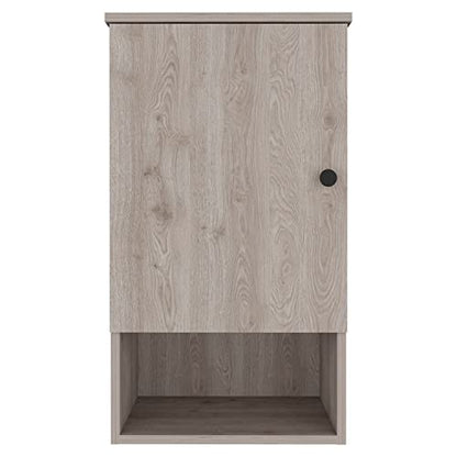 Kitchen Bathroom Wall Cabinet Medicine Cabinet, Garage or Laundry Room Wall Storage Cabinet, Single Door Linen Tower Bathroom Cabinet with Open Shelf, Light Grey - color: Light Gray