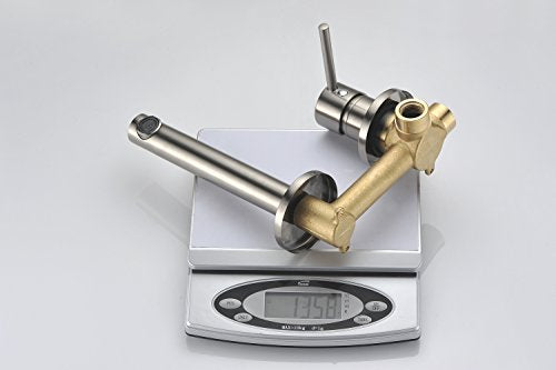 Sumerain Wall Mount Bathroom Faucet Brushed Nickel,Valve Included - color: Brushed Nickel, size: Right Handle
