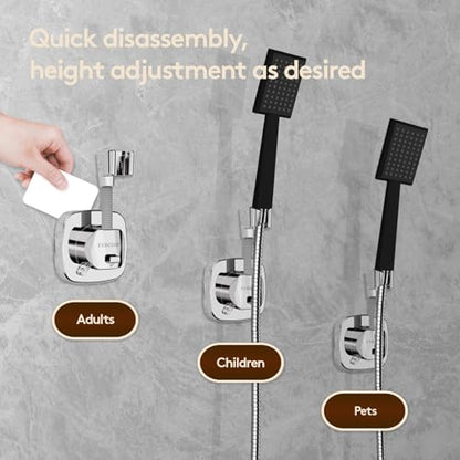 Shower Head Holder with Suction | 360° Swivel | White | Tool-free install in seconds, 360° swivel head, 10kg built-in storage hook, removable, rust-resistant, strong suction grip - color: White