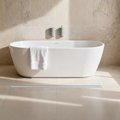 Linear Shower Drain - 48 Inch Brushed Nickel, with Grate Removable | AISI 304 Stainless Steel Shower Drain with Adjustable Feet, Hair Catcher, Rectangle Shower Floor Drain Fits Bathroom, Balcony - color: Brushed Nickel, size: 48 Inch
