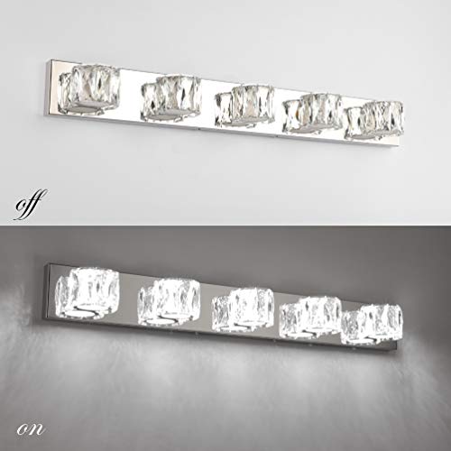 Aipsun 5 Lights Crystal Vanity Lights Modern LED Vanity Lights for Bathroom Vanity Lighting Fixtures Modern Bathroom Wall Light - size: 5 light