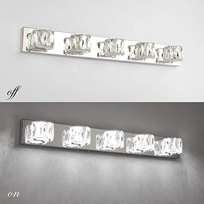 Aipsun 5 Lights Crystal Vanity Lights Modern LED Vanity Lights for Bathroom Vanity Lighting Fixtures Modern Bathroom Wall Light - size: 5 light
