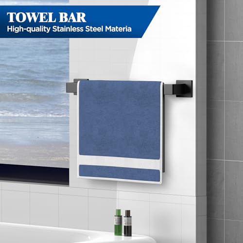 10-Pieces Matte Black Bathroom Accessories Set, 16 Inch Bath Towel Bar Set, SUS 304 Stainless Steel Bathroom Hardware Set, Towel Holder, Towel Racks for Bathroom Wall Mounted - color: Matte Black-10pcs