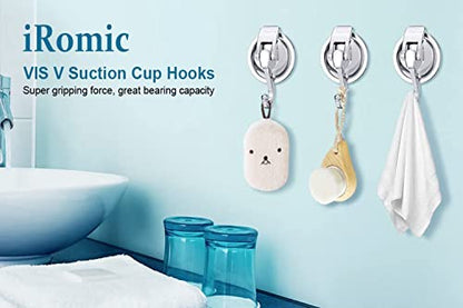 Heavy Duty Vacuum Suction Cup Hooks (2Pack) Specialized for Kitchen&Bathroom&Restroom Organization, by iRomic - color: Silver