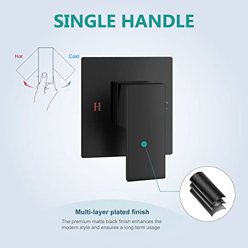 Wall Mount Bathroom Faucet, Waterfall Tub Filler, Matte Black | SUS304 Waterfall Spout, Rough-In Valve, Single-Handle Control, 1/2-Inch NPT, Flexible Handle Placement - color: Matte Black