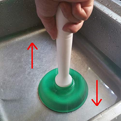 Drain Plunger, Mini Sink Unclogger, Small 4-Inch Clog Remover | Rubber Cup Hand Plumber Helper, Force Tiny Compact Tool with 9" Short Handle for Kitchen Bathroom, Toilet, Shower, Bath Tub - color: Green