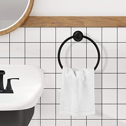 Towel Ring Round Closed 7" Diameter for Bathroom | Brass with Zinc Alloy Base, Hand Towel Holder for Kitchen, Concealed Mounting Hardwares