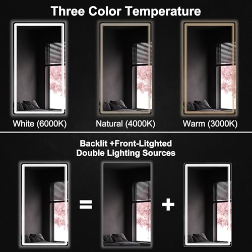 LED Bathroom Mirror with Lights, Anti-Fog, Dimmable, Lighted Bathroom Vanity Mirror for Wall, UL-Certified (27 x 48) - size: 48"L x 27"W