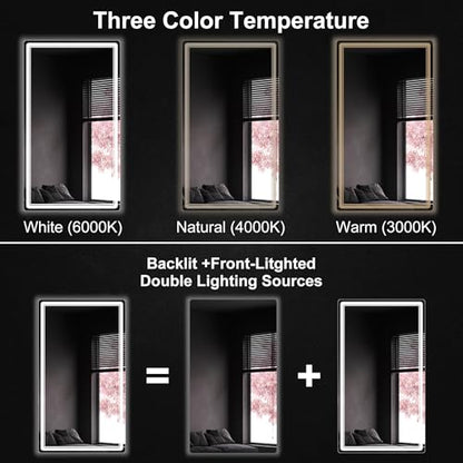 LED Bathroom Mirror with Lights, Anti-Fog, Dimmable, Lighted Bathroom Vanity Mirror for Wall, UL-Certified (27 x 48) - size: 48"L x 27"W