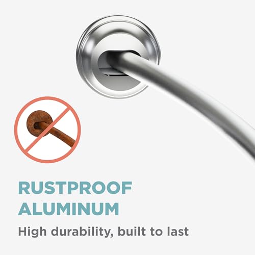 Zenna Home Curved Shower Curtain Rod, No Drill, 50-72 Inch Adjustable Tension Shower Rod for Bathroom, Rustproof, Non-Slip, Adds Room in Shower, Satin Nickel - color: Satin Nickel