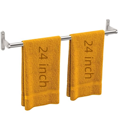 KLJKPA Towel Bar for Bathroom, 24 Inch Wall Towel Rack, Brushed Nickel | Heavy Duty Single Towel Rod, Space-Saving Hand Towel Holder, Toilet Kitchen Towel Storage, Rustproof, Stainless Steel - color: Brushed Nickel, size: 24 Inch (1-Bar)