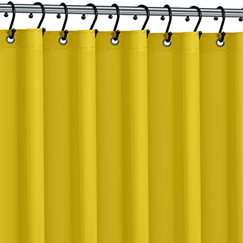 No Smell Shower Curtain Liner 72x72 Yellow - PEVA Plastic Shower Curtain for Bathroom, PVC-Free Waterproof Yellow Shower Liner with Metal Grommets and Magnet-Weighted Bottom Hem - Washable Liner - color: Yellow