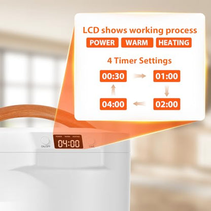 Towel Warmer, 20L Large Towel Warmers for Bathroom, Towel Bucket Fits Up Two 40"X70" Oversized Towels, Bathrobes, Blankets, Towel Heater with LCD, 4 Timer Setting and Auto Shut Off(White)
