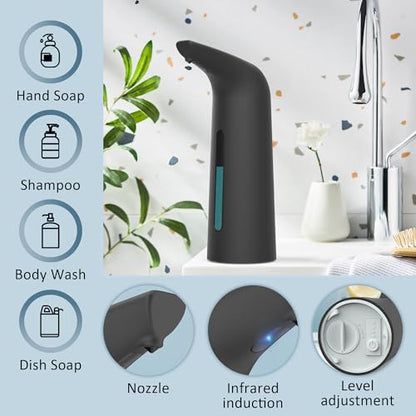 Automatic Liquid Soap Dispenser, 4-Level,13.5oz Touchless | Plastic,400ml Black Electric Battery Operated Hand & Dish Countertop Soap Dispensers with Sensor for Bathroom,Kitchen Sink - color: Black, style: Battery