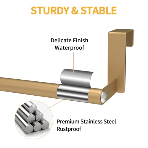 STWWO Kitchen Towel Holder for Cupboard Gold | Over Cabinet Door Towel Bar, Over The Door Towel Rack, Stainless Steel Dish Towel Holder Hanger Rv Towel Rack, 2 Pack - color: Gold