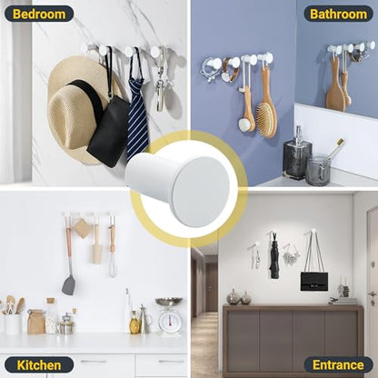 SAYAYO White Towel Hooks for Bathrooms, Heavy Duty Wall Hooks for Hanging | Modern Coat Hook, SUS 304 Stainless Steel Robe Hook, 4 PCS - color: White