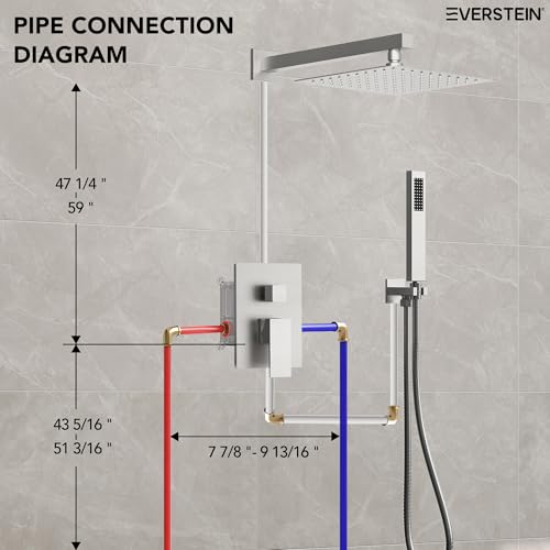 10" High-Pressure Rainfall Shower System with Handheld Spray, Wall Mount Bathroom Shower Faucet Set with Valve (Brushed Nickel) - color: Brushed Nickel