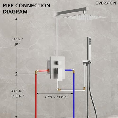10" High-Pressure Rainfall Shower System with Handheld Spray, Wall Mount Bathroom Shower Faucet Set with Valve (Brushed Nickel) - color: Brushed Nickel