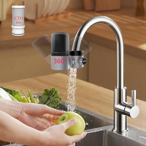 Vortopt Water Purifier for Sink, Faucet Water Filter for Kitchen Sink | Advanced 360° Rotary 400 Gallons, NSF Certified Reduces Chlorine & Bad Taste with 1 Replacement, T6-CTO-Black. - color: Black-T6-CTO