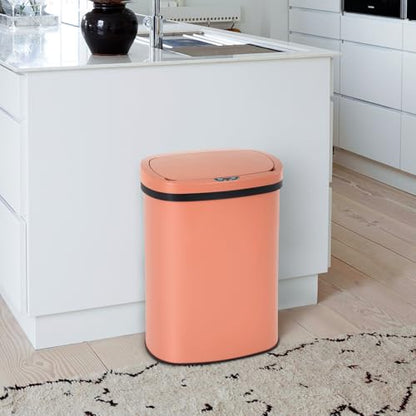 PayLessHere | 13 Gallon Stainless Steel Trash Can | Pink | Automatic Touchless Lid with Motion Sensor | Kitchen Garbage Can with Waterproof Design | for Home, Office, Bathroom | Pack of 1 - color: Pink Stainless Steel