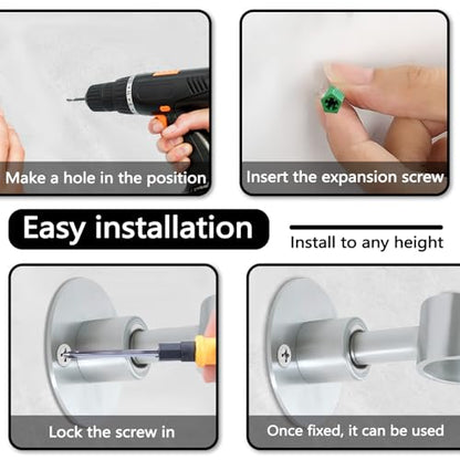 ASTIMESA 304 Stainless Steel 360° Adjustable Shower Head Holder for Wall, Silver Handheld Shower Wand Holder Wall Mount, Metal Brushed Finish Sprayer Bracket for Bathroom