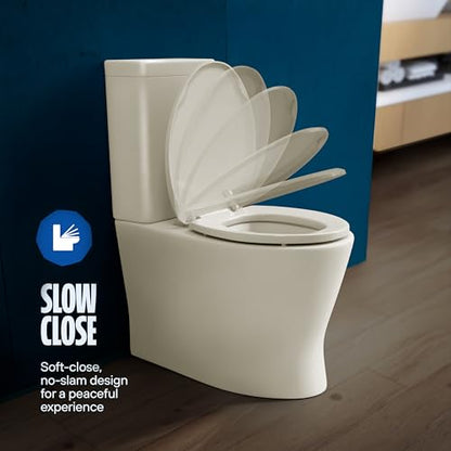 Highcraft B4TSPR Round Plastic Toilet Seat Slow Close ? Easy Remove, Bone - color: Bone, size: Round Plastic