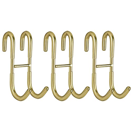 Simtive Shower Door Hooks (3-Pack), Towel Hooks for Bathroom Frameless Glass Door, Shower Squeegee Hooks, Gold - color: Gold, size: 3 Pack