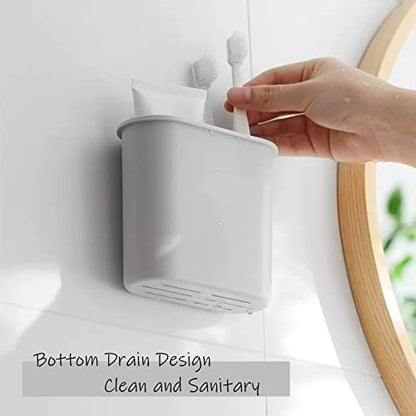 2 Packs Toothbrush Holders Wall Mounted, Self Adhesive Tooth Brush Holder for Bathroom Electric Toothbrush Toothpaste Razor Bathroom Accessories(Grey - color: Grey