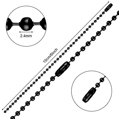 WILLBOND 100 Pcs 6 Inch Shower Curtain Hook Extenders, Chain Design, Black | Ring Hooks Long Bulk for Shower Rods and Curtains,for Raising Curtain Height in Bathrooms
