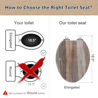 Angol Shiold Toilet Seat ELONGATED Molded Wood 18.5Inch(Board) | Quiet Close Quick Release Metal Hinges, Adjustable Fit for Standard Elongated Toilets, Easy to Install&Clean - color: Board, size: Elongated-18.5”