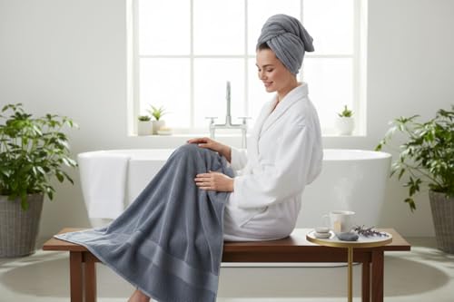 Mango Gifts 100% Cotton Hand Towels Set of 2, 16 x 28 Inch, Soft Combed Cotton, Highly Absorbent, Quick Dry, Sustainable Towels for Bathroom, Hotel, Spa, Dorm, Grey - color: Grey