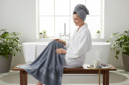Mango Gifts 100% Cotton Hand Towels Set of 2, 16 x 28 Inch, Soft Combed Cotton, Highly Absorbent, Quick Dry, Sustainable Towels for Bathroom, Hotel, Spa, Dorm, Grey - color: Grey