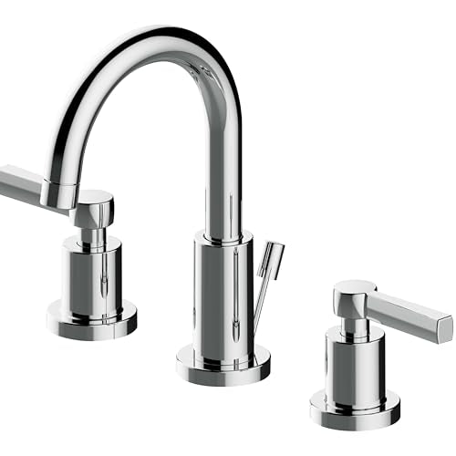 H2O by Aqua Vista 2-Handle 8-in. Widespread Sivan Collection Bathroom Sink Faucet in Chrome with Pop-up Drain H11L-821-CH, Ideal Bathroom Decor for Home Improvement and Bath Remodel - color: Chrome Widespread