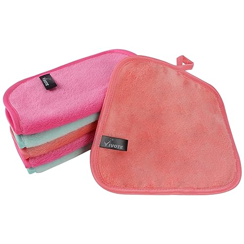 VIVOTE Microfiber Face Cloth Quick Drying Flannel Makeup Remover Pads 6pcs | 20cmx20cm Multi-color Ultra Soft & Reusable Wash Cloth for Face