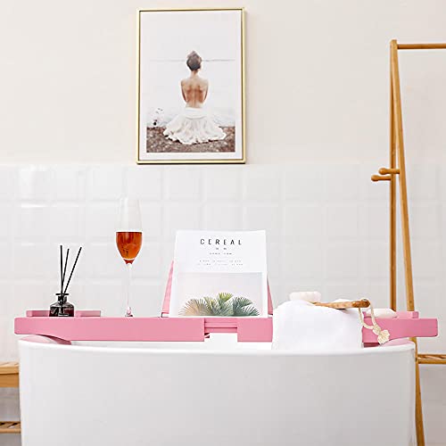 Expandable Hot Tub Tray Designed with Premium Bamboo, with Tablet Holder, Mobile Phone Tray and Wine Glass Slot.