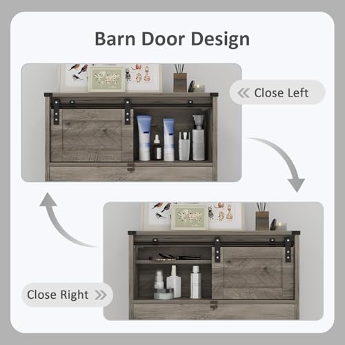 ARTETHYS Floating Vanity Desk with Mirror and Lights Small Wall Mounted Makeup Set with Storage Gray Farmhouse Dressing Table for Tiny Space - color: Grey