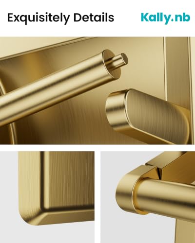 Recessed Toilet Paper Holder Gold, in-Wall, 304 Stainless Steel | Inset Toilet Paper Holder, Spring-Free Pivoting Arm, Space-Saving Flush Mount, Fits Rolls up to 6 in - color: Gold