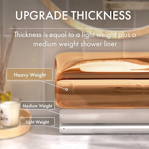AmazerBath No Hook Shower Curtain and Liner 3-in-1, 8G Luxury Heavy Duty Clear Orange No Hook Shower Curtain Liner, 72x75 Cute EVA Bathroom Weighted Plastic Shower Curtain with 3 Heavyweight Stones - color: Rainbow Sunset, size: 72"W x 75"L (Pack of 1)