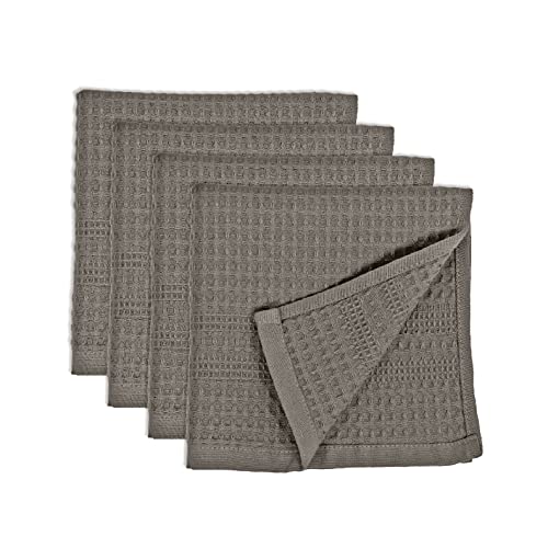GILDEN TREE Waffle Towels Wash Cloths for Showering, Exfoliating Washcloth Face Towels, Quick Dry Towel Cotton Washcloths Set of 4, Classic Style (Stone) - color: Stone, size: Washcloth (4 Pack)