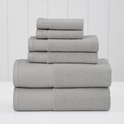 Modern Threads Waffle-Rib 6-Piece Towel Set – Premium Cotton Bath Towels, Ultra-Absorbent & Soft, Elegant Waffle Texture for Bathroom & Spa, Oyster - color: Oyster