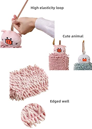 Ivymei 3 Pack Double-Sided Fuzzy Animal Chenille Hand Towels Cute Hanging Hand Towels with Loop for Bathroom Kitchen,Quick Dry(2 Mix) - color: 2 Mix