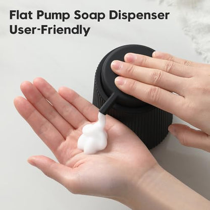 YAUKPH Striped Foaming Hand Soap Dispenser Black | with Leak-Proof Pump for Bathroom and Kitchen Countertop 11oz - color: Black, size: Foaming Dispenser
