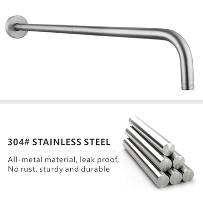 Voolan Shower Arm with Flange and Teflon Tape, Extension Shower Head Arm for Bathroom Fixed Shower Head, Solid Stainless Steel, Wall Mounted (24 Inch, Brushed Nickel) - color: Brushed Nickel, style: 24 Inch