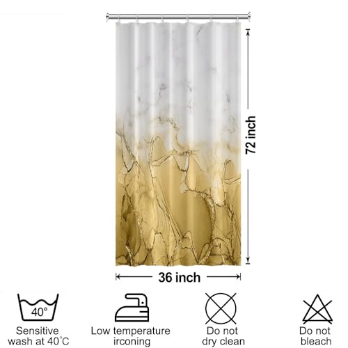 Yellow Marble Stall Waterproof Shower Curtain 36x72 inches | RV Small Shower Curtain Set for Bathroom, Abstract Modern, Machine Washable, Easy to Install with Hooks, Ombre White Yellow - color: Yellow, size: 36"W x 72"L (Pack of 1)