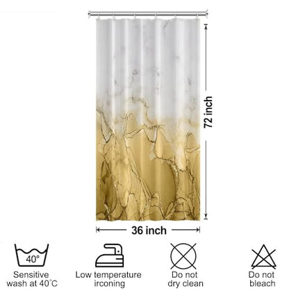 Yellow Marble Stall Waterproof Shower Curtain 36x72 inches | RV Small Shower Curtain Set for Bathroom, Abstract Modern, Machine Washable, Easy to Install with Hooks, Ombre White Yellow - color: Yellow, size: 36"W x 72"L (Pack of 1)